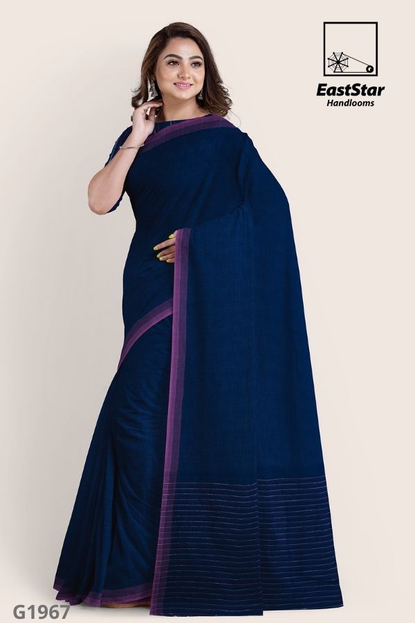 Navy Blue Cotton Saree