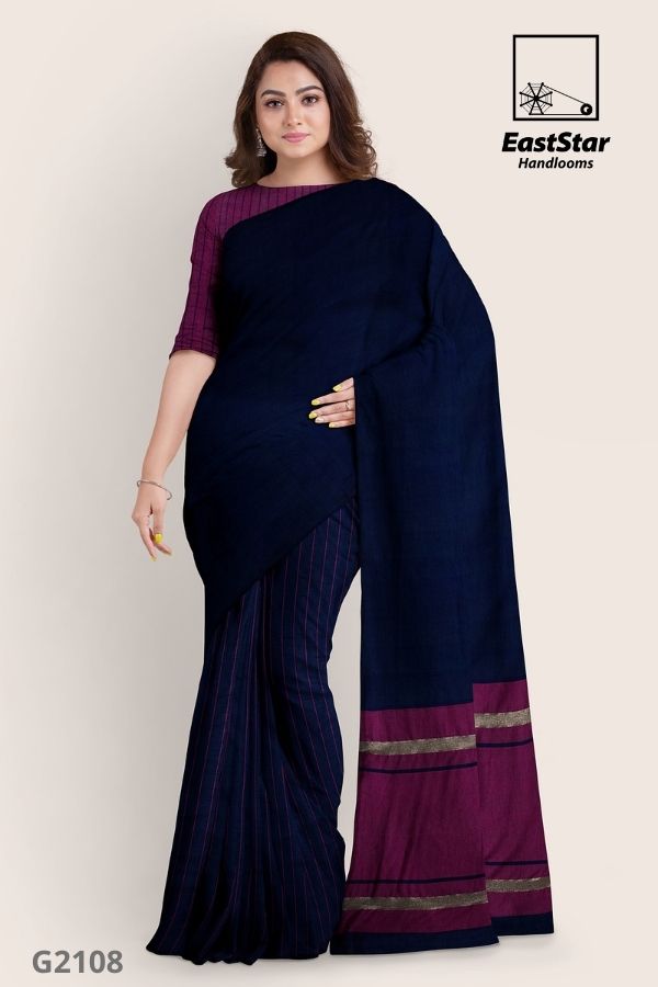 Royal Blue Silk Handloom Saree – RawaazFashion