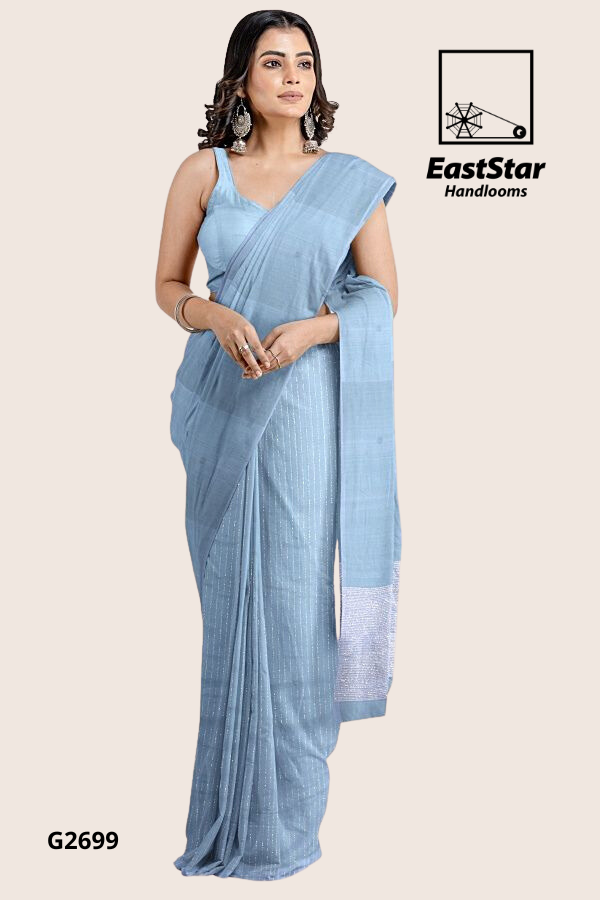 Buy NIKHILAM Printed Ikkat Pure Cotton Light Blue Sarees Online @ Best  Price In India | Flipkart.com